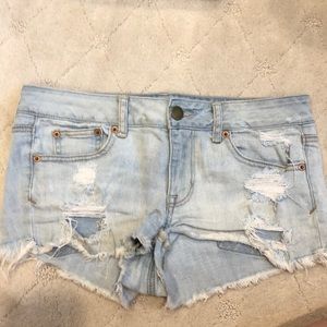 American Eagle Light Wash Stretch Jean Shorts